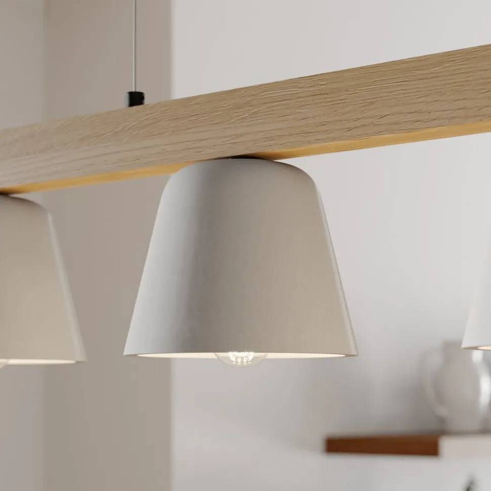 Lucande hanglamp Kalinda, grijs, beton, 110,5 cm lang, E14