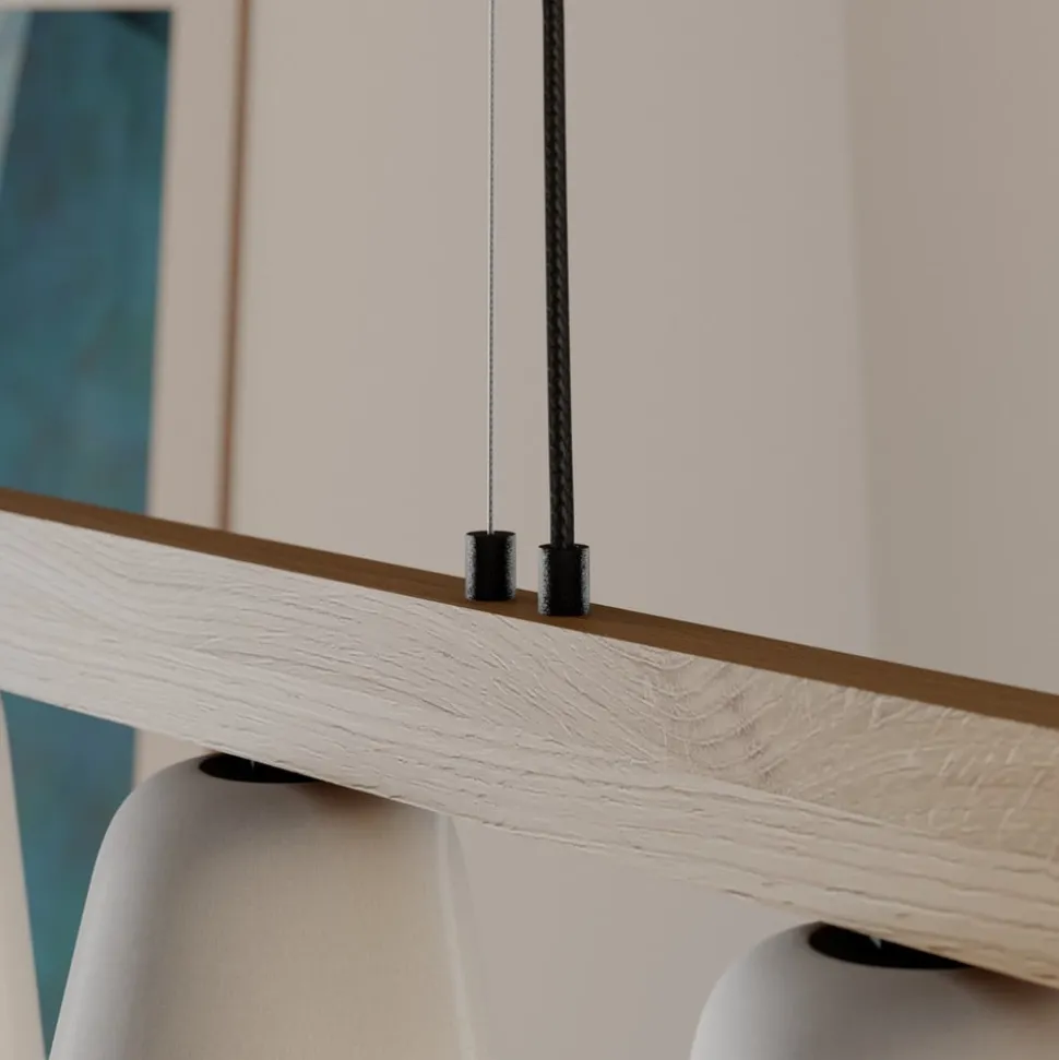 Lucande hanglamp Kalinda, grijs, beton, 110,5 cm lang, E14