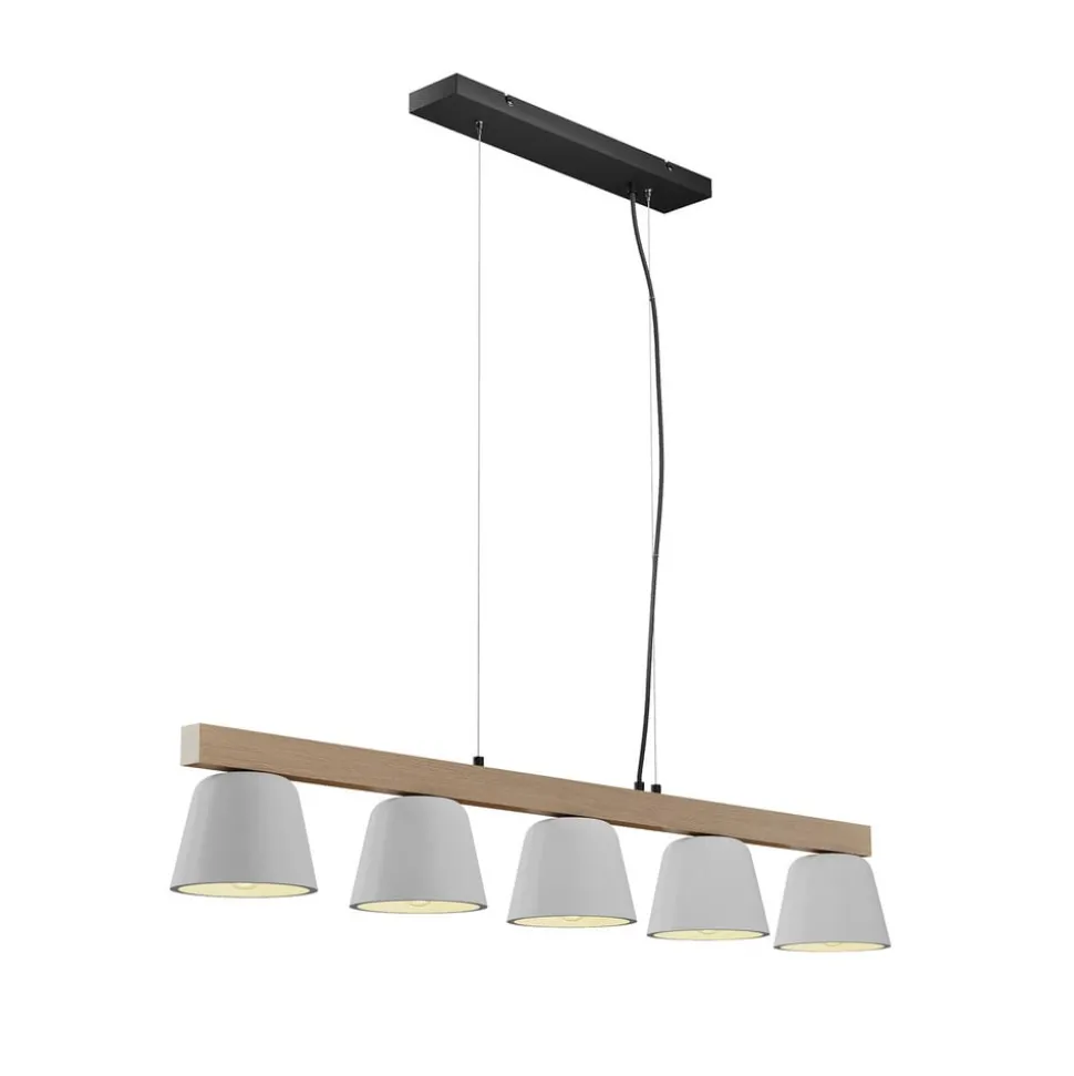 Lucande hanglamp Kalinda, grijs, beton, 110,5 cm lang, E14