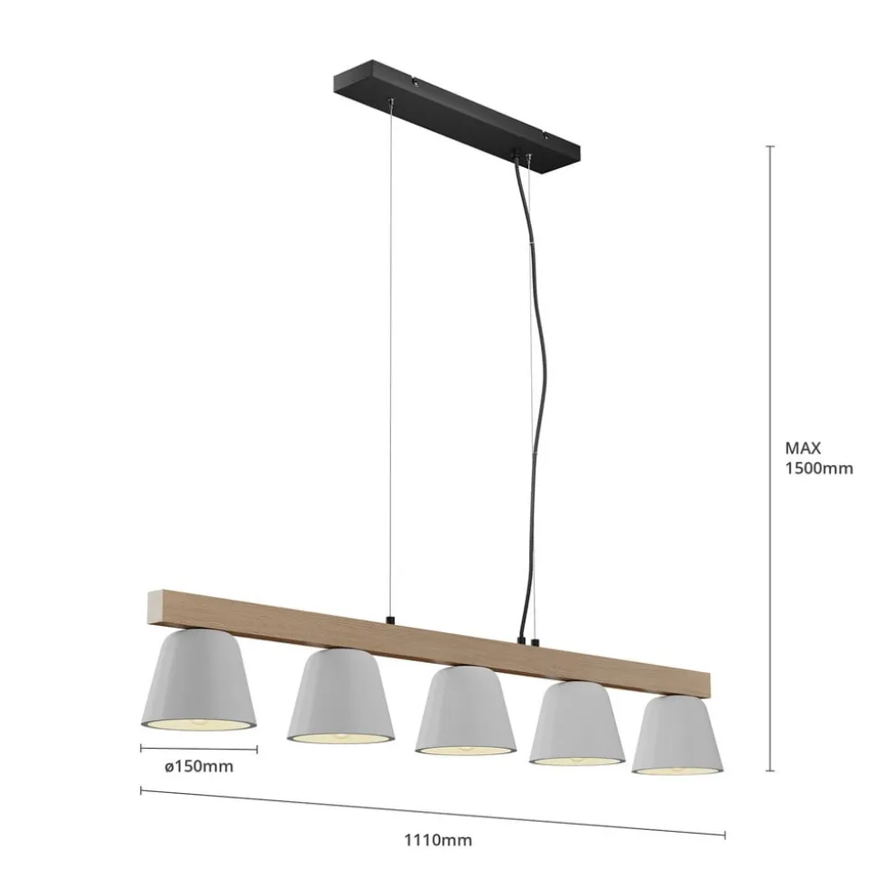 Lucande hanglamp Kalinda, grijs, beton, 110,5 cm lang, E14