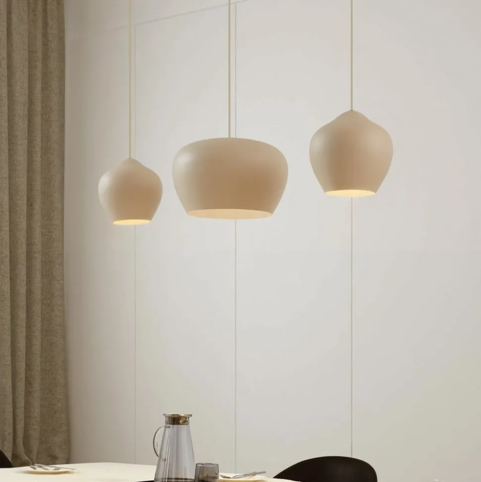 Lucande hanglamp Malisa, beige, 3-lamps, metaal, 90 cm
