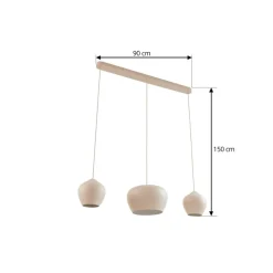 Lucande hanglamp Malisa, beige, 3-lamps, metaal, 90 cm