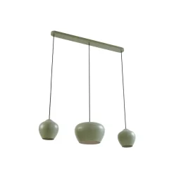 Lucande hanglamp Malisa, groen, 3-lamps, metaal, lengte 90cm