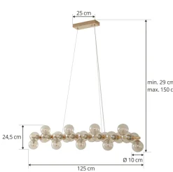 Lucande hanglamp Naelen, goud/oranje, 125 cm, glas, G9