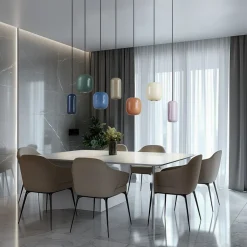 Lucande hanglamp Narion, 7-lamps, kleurrijk, metaal, GU10