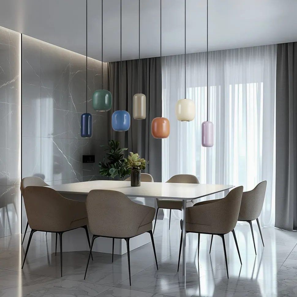 Lucande hanglamp Narion, 7-lamps, kleurrijk, metaal, GU10