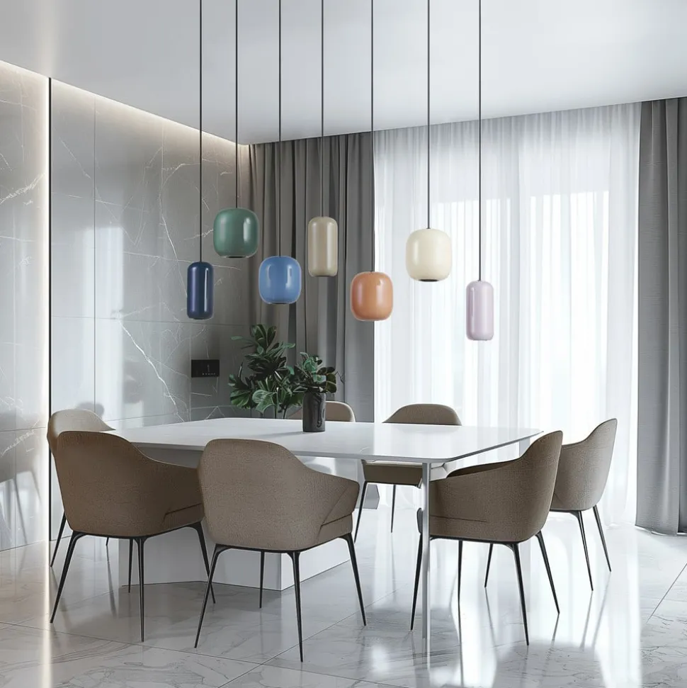 Lucande hanglamp Narion, 7-lamps, kleurrijk, metaal, GU10