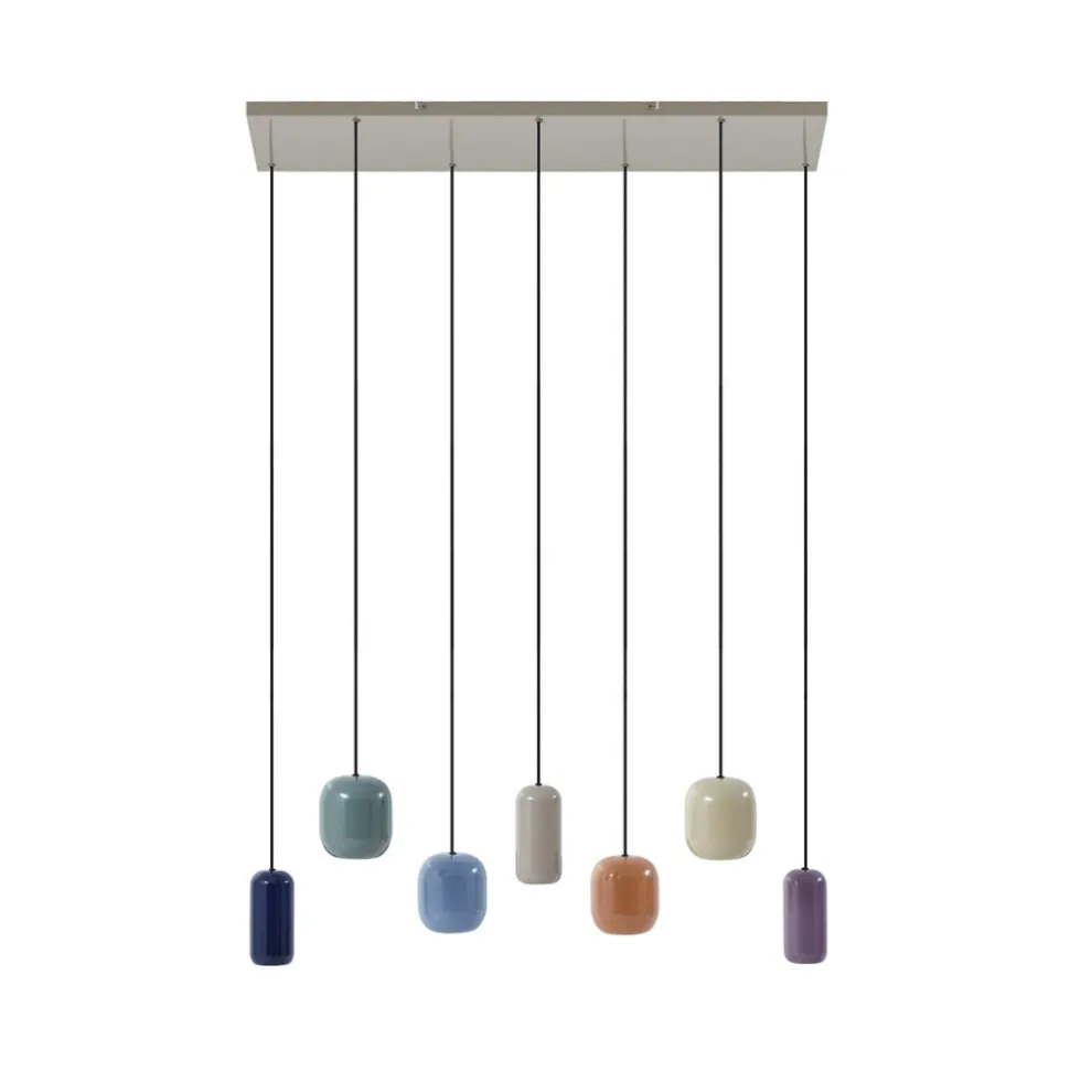 Lucande hanglamp Narion, 7-lamps, kleurrijk, metaal, GU10
