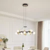 Lucande hanglamp Pallo, 12-lamps, zwart/goud, glas