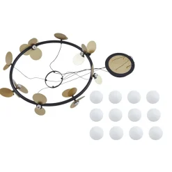 Lucande hanglamp Pallo, 12-lamps, zwart/goud, glas