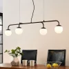 Lucande hanglamp Rama, zwart, ijzer, glas, 112 cm lang