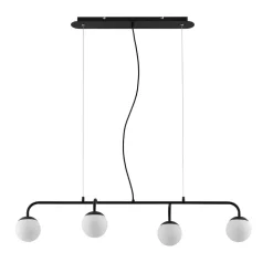 Lucande hanglamp Rama, zwart, ijzer, glas, 112 cm lang