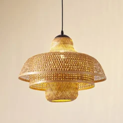 Lucande hanglamp Rasmina, bamboe, Ø 50 cm, 1-lamp