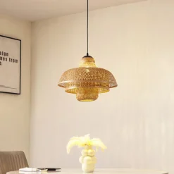 Lucande hanglamp Rasmina, bamboe, Ø 50 cm, 1-lamp