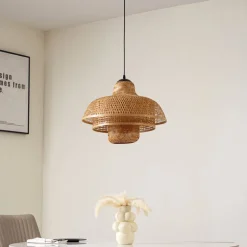 Lucande hanglamp Rasmina, bamboe, Ø 50 cm, 1-lamp