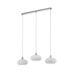 Lucande hanglamp Sharvil, 3-lamps, wit, glas, 97cm