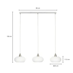 Lucande hanglamp Sharvil, 3-lamps, wit, glas, 97cm