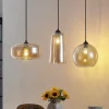 Lucande hanglamp Wilja, amber, glas, 111 cm, 3-lamps, E27