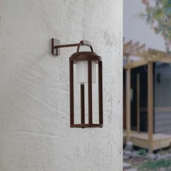 Lucande 2-in-1 LED wandlamp op zonne-energie Tilena, roest, rond, aluminium