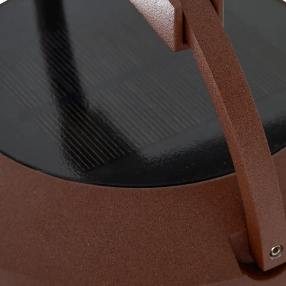 Lucande 2-in-1 LED wandlamp op zonne-energie Tilena, roest, rond, aluminium