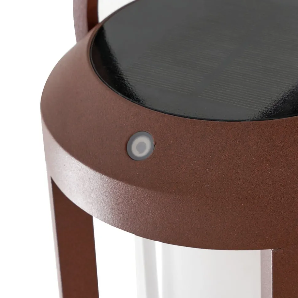 Lucande 2-in-1 LED wandlamp op zonne-energie Tilena, roest, rond, aluminium