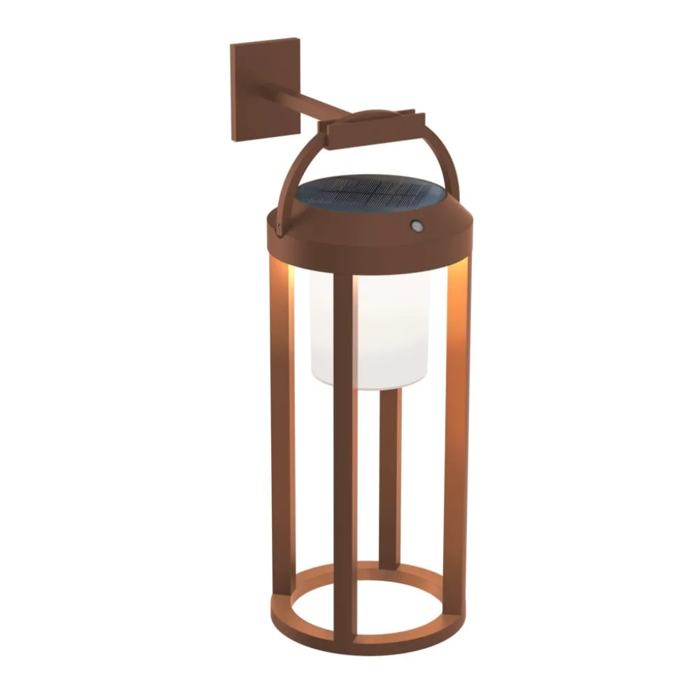 Lucande 2-in-1 LED wandlamp op zonne-energie Tilena, roest, rond, aluminium