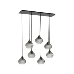 Lucande Jarven hanglamp, 7-lamps, zwart, glas