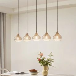 Lucande Jarven hanglamp, 5-lamps, zwart, glas