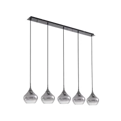 Lucande Jarven hanglamp, 5-lamps, zwart, glas