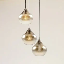 Lucande Jarven hanglamp, 3-lamps, zwart, glas