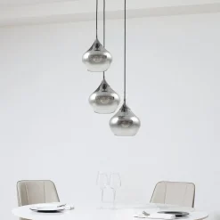 Lucande Jarven hanglamp, 3-lamps, zwart, glas