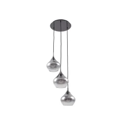 Lucande Jarven hanglamp, 3-lamps, zwart, glas