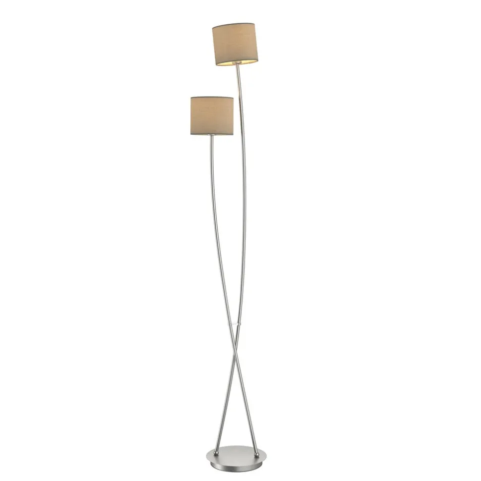 Lucande Juljana vloerlamp, 2-lamps, stoffen kap