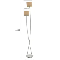 Lucande Juljana vloerlamp, 2-lamps, stoffen kap