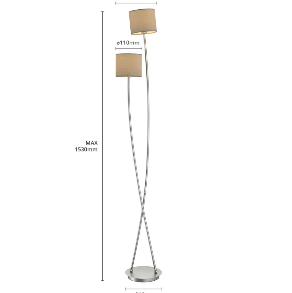 Lucande Juljana vloerlamp, 2-lamps, stoffen kap