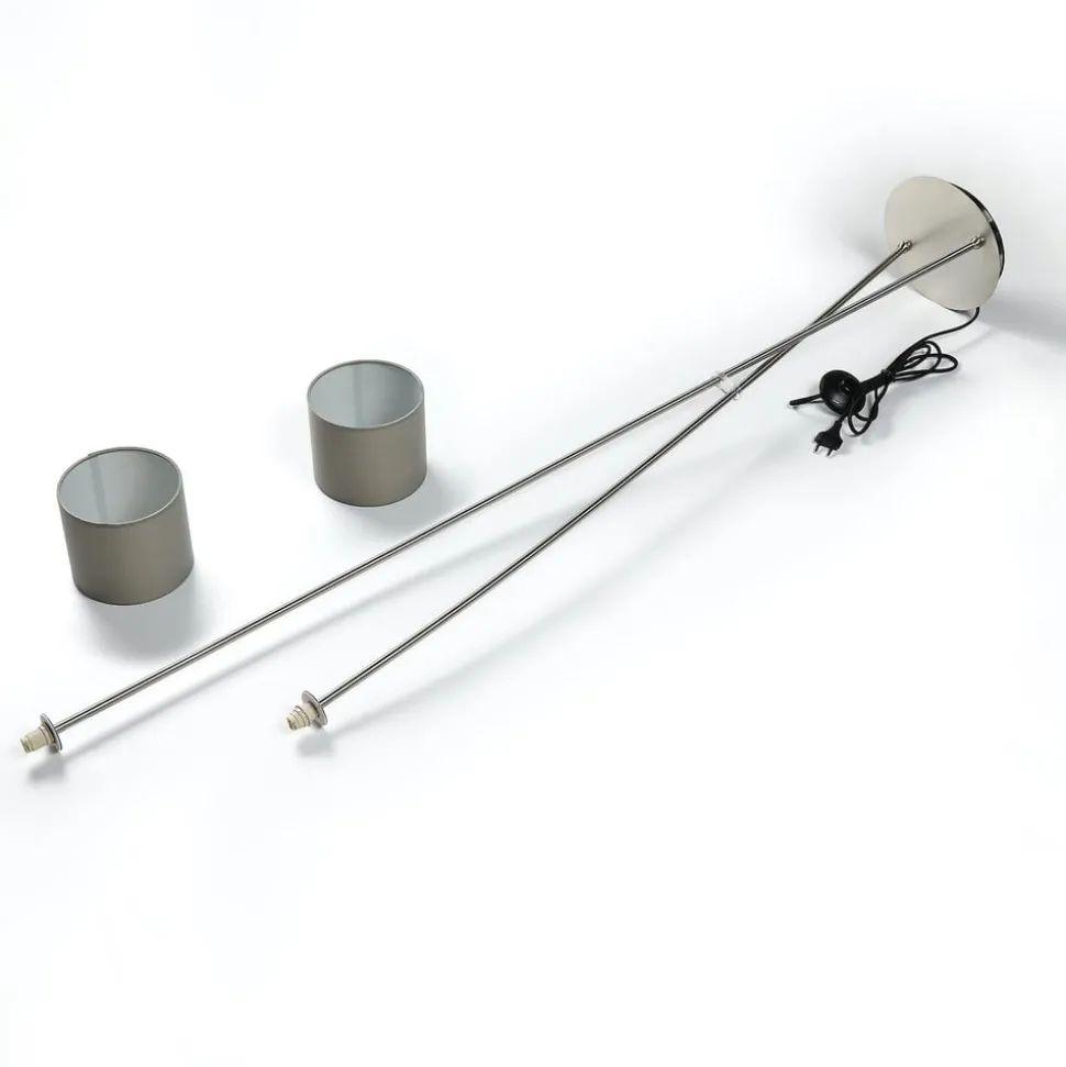 Lucande Juljana vloerlamp, 2-lamps, stoffen kap