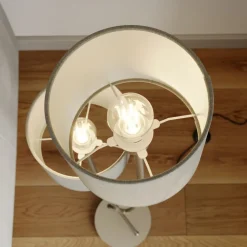 Lucande Juljana vloerlamp, 2-lamps, stoffen kap