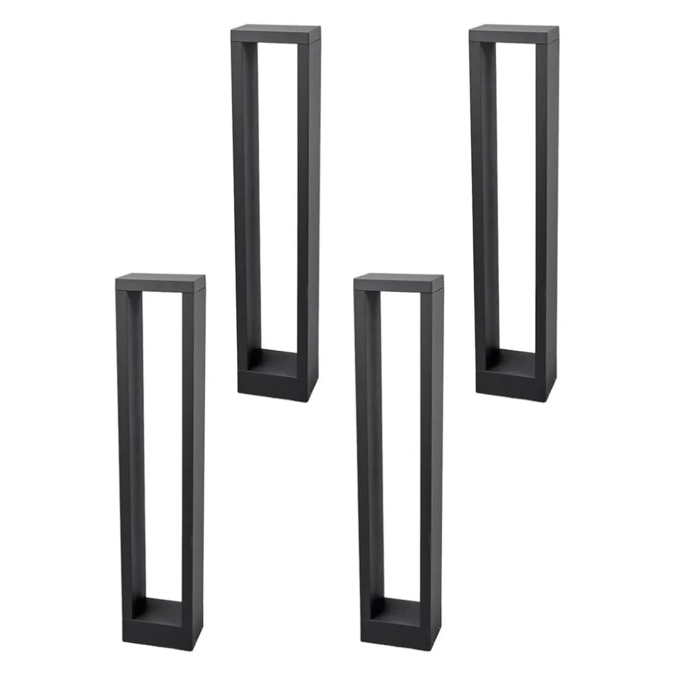 Lucande Jupp LED tuinpadverlichting, set van 4, 60 cm, antraciet, IP54