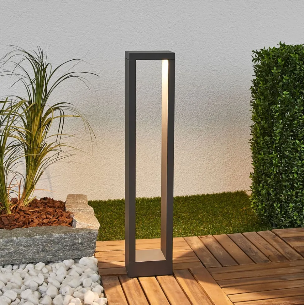 Lucande Jupp LED tuinpadverlichting, set van 4, 60 cm, antraciet, IP54