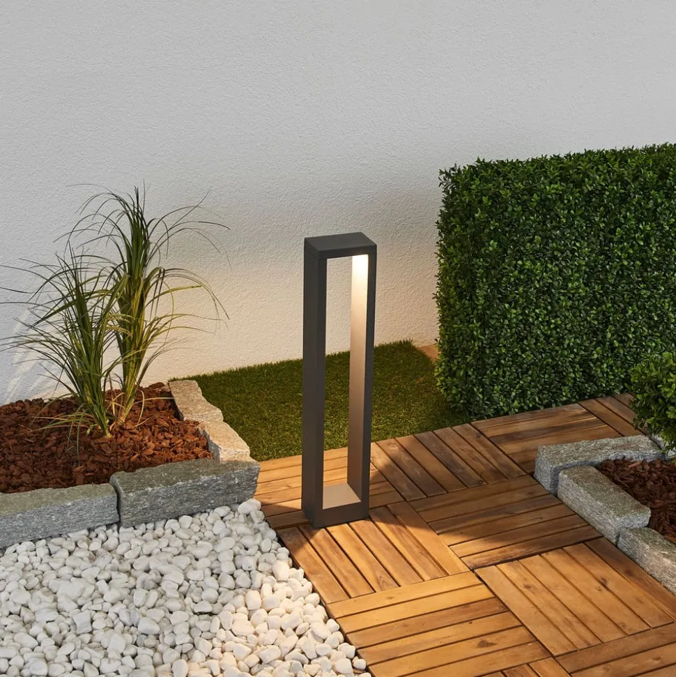 Lucande Jupp LED tuinpadverlichting, set van 4, 60 cm, antraciet, IP54