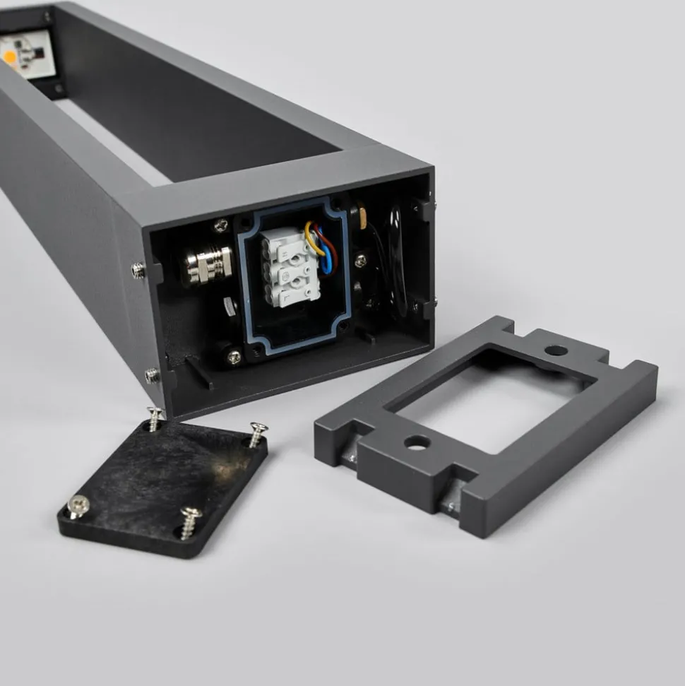 Lucande Jupp LED tuinpadverlichting, set van 4, 60 cm, antraciet, IP54