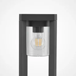 Lucande Kalisa sokkellamp, E27, IP44, 42 cm, grijs, metaal