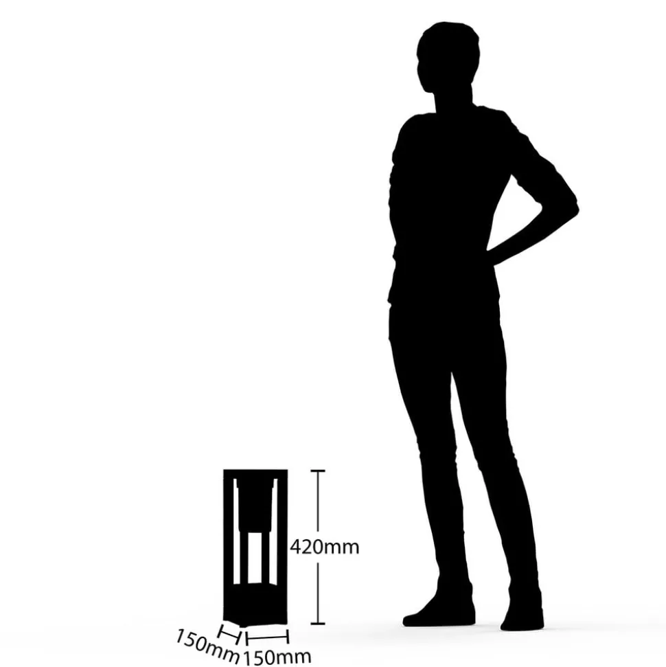 Lucande Kalisa sokkellamp, E27, IP44, 42 cm, grijs, metaal