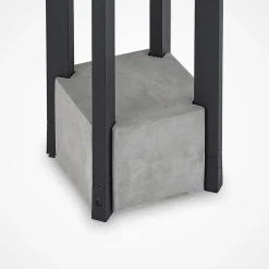 Lucande Kalisa sokkellamp, E27, IP44, 42 cm, grijs, metaal