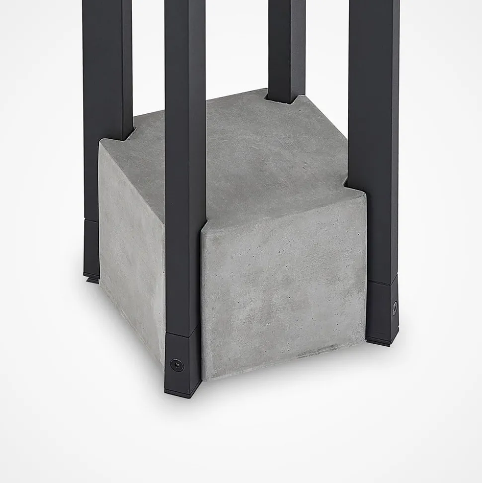 Lucande Kalisa sokkellamp, E27, IP44, 42 cm, grijs, metaal