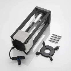 Lucande Kalisa sokkellamp, E27, IP44, 42 cm, grijs, metaal