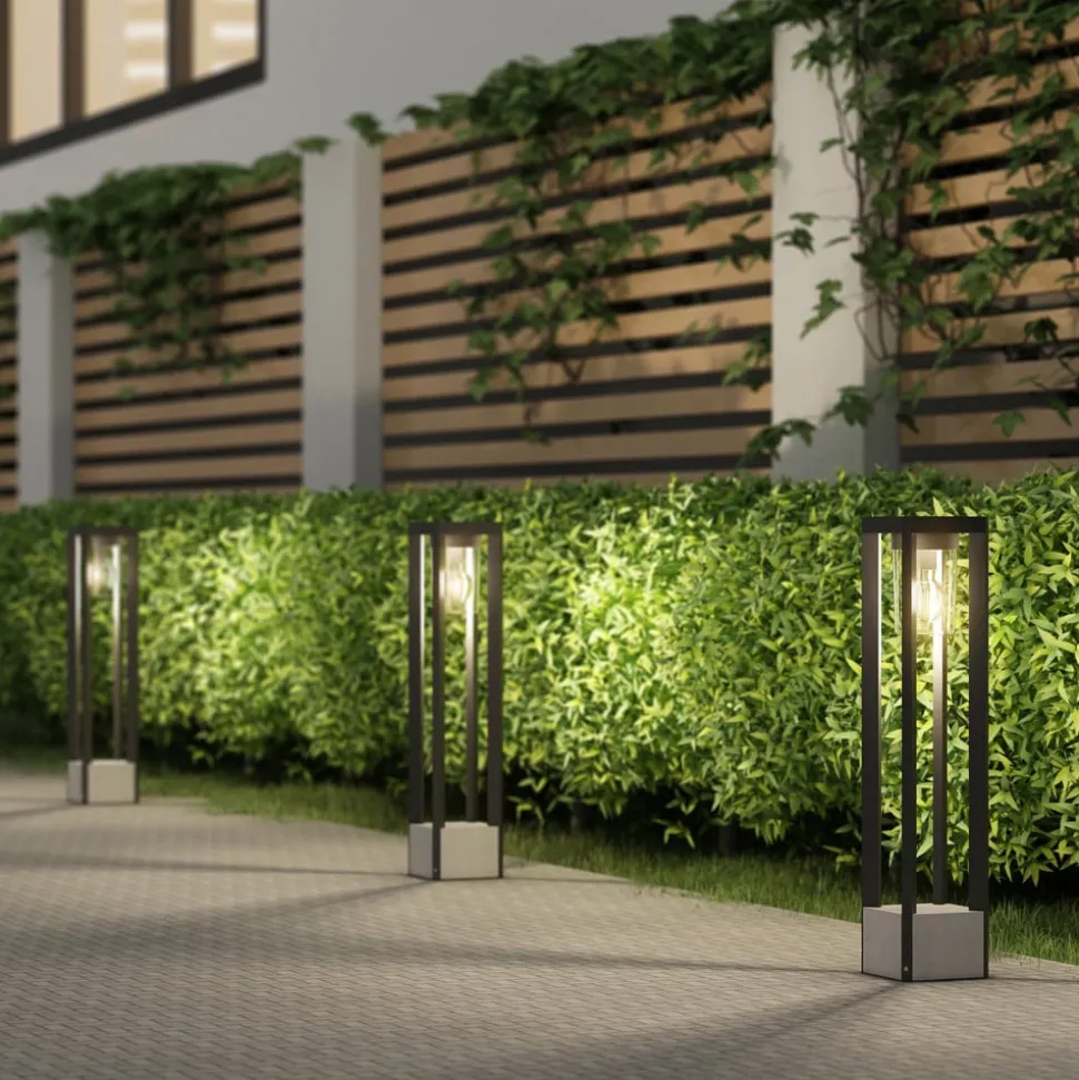 Lucande Kalisa tuinpadverlichting, E27, IP44, 70 cm, grijs, metaal