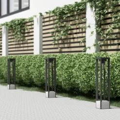 Lucande Kalisa tuinpadverlichting, E27, IP44, 70 cm, grijs, metaal