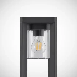 Lucande Kalisa tuinpadverlichting, E27, IP44, 70 cm, grijs, metaal
