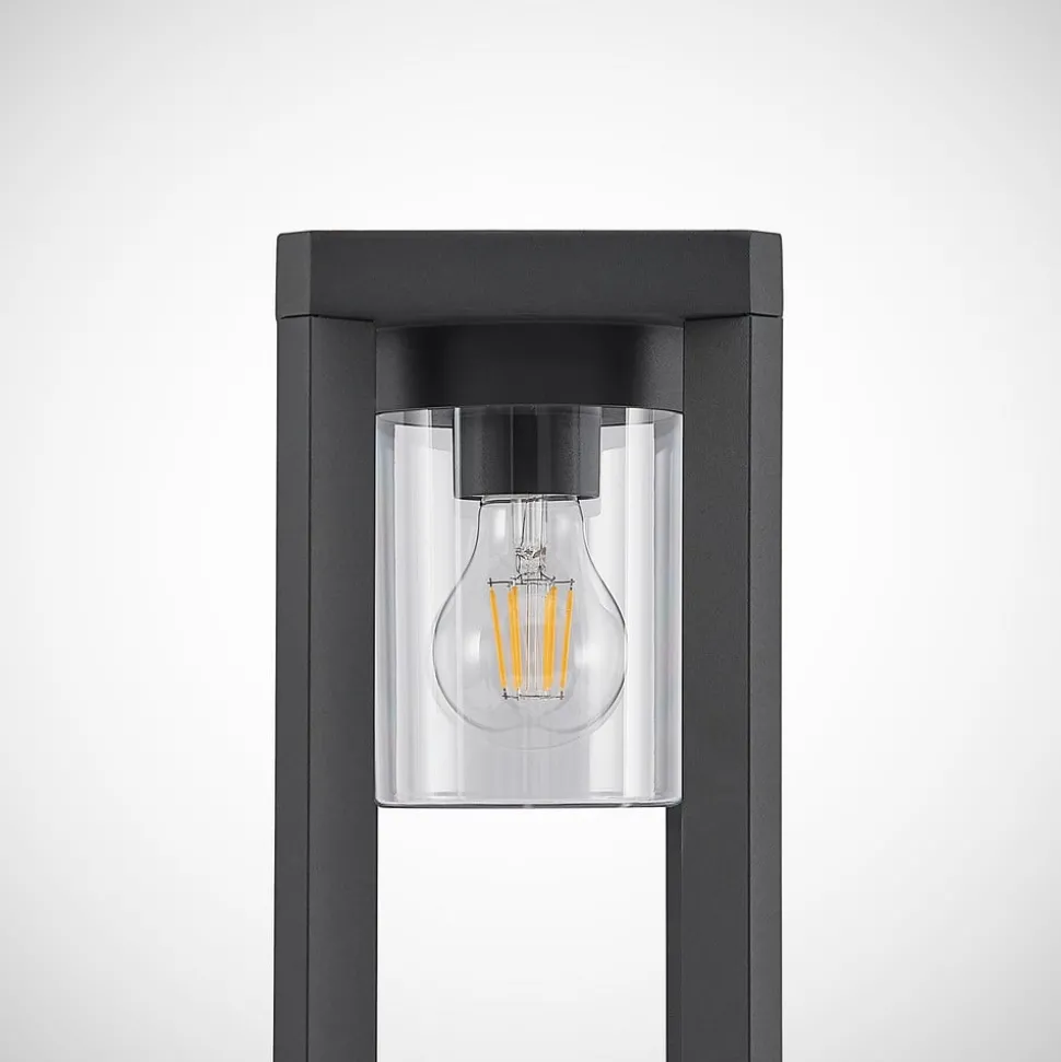 Lucande Kalisa tuinpadverlichting, E27, IP44, 70 cm, grijs, metaal